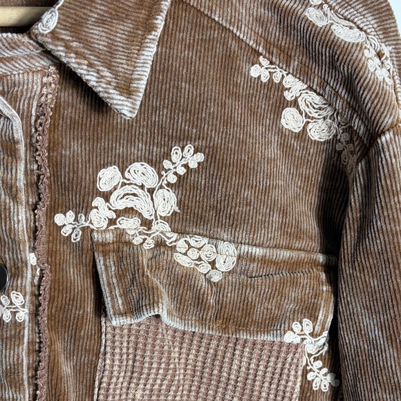 Boho Floral Corduroy Patchwork Shirt Jacket Size S - Picture 3 of 6